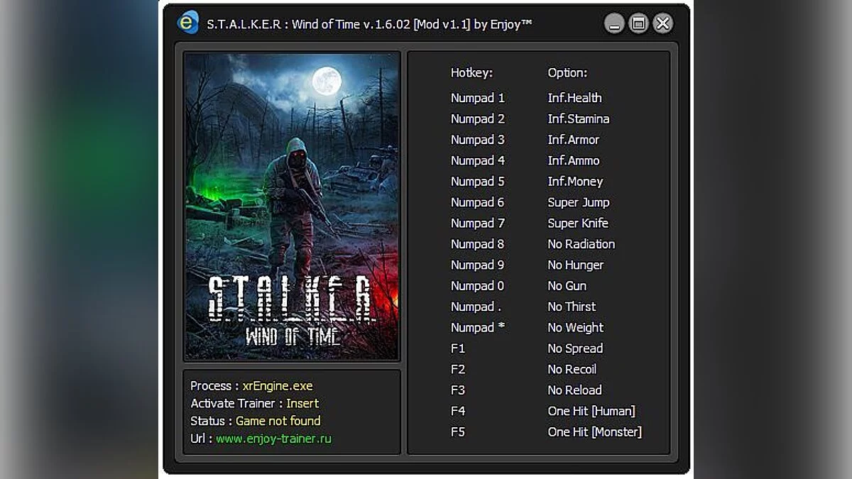 S.T.A.L.K.E.R.: Call of Pripyat — Трейнер / Trainer (+17) [Mod 1.1 Final] [Enjoy / ENJ]