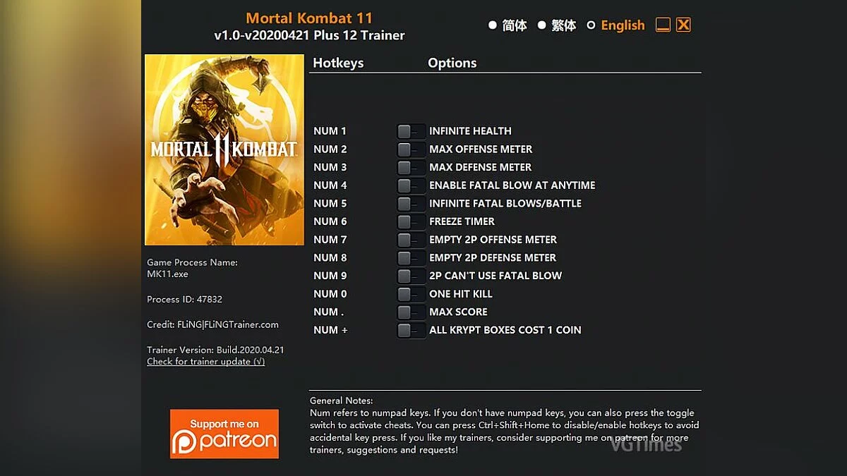 Mortal Kombat 11 — Трейнер (+12) [1.0 - 21.04.2020]