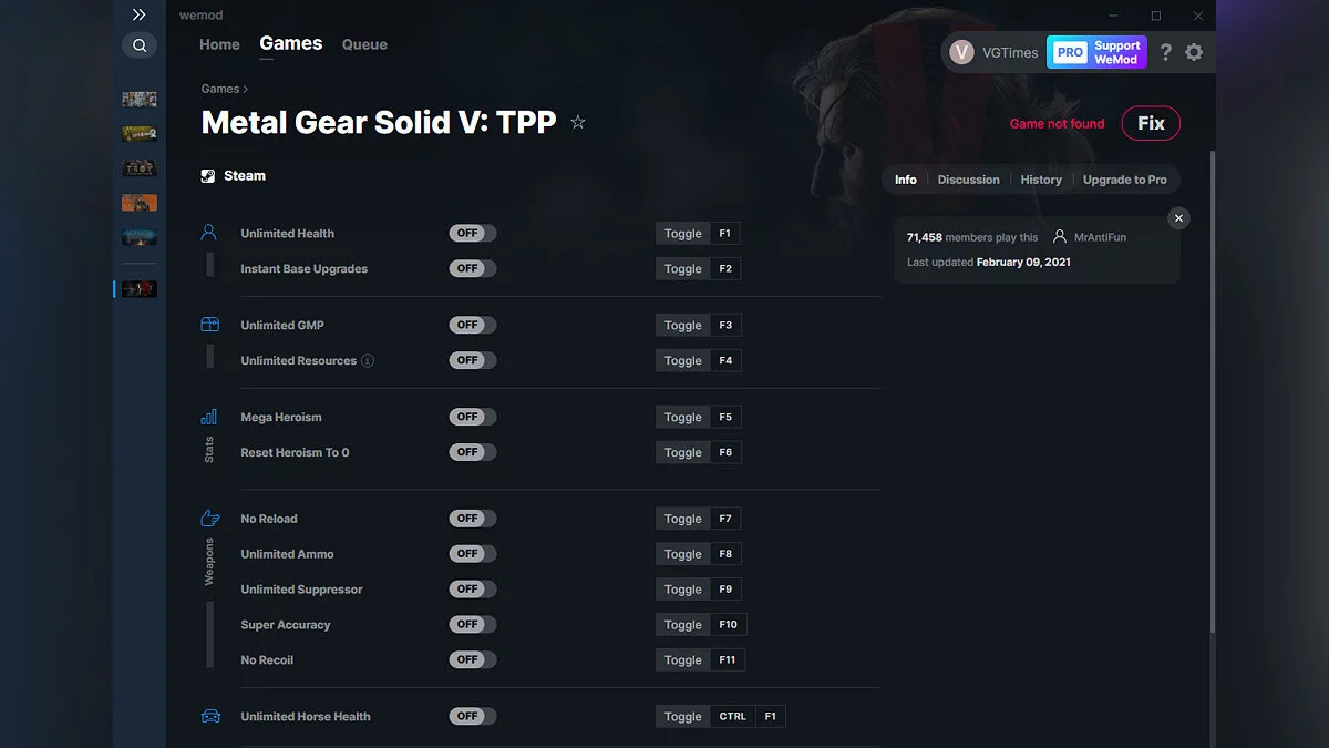 Metal Gear Solid 5: The Phantom Pain — Трейнер (+14) от 09.02.2021 [WeMod]