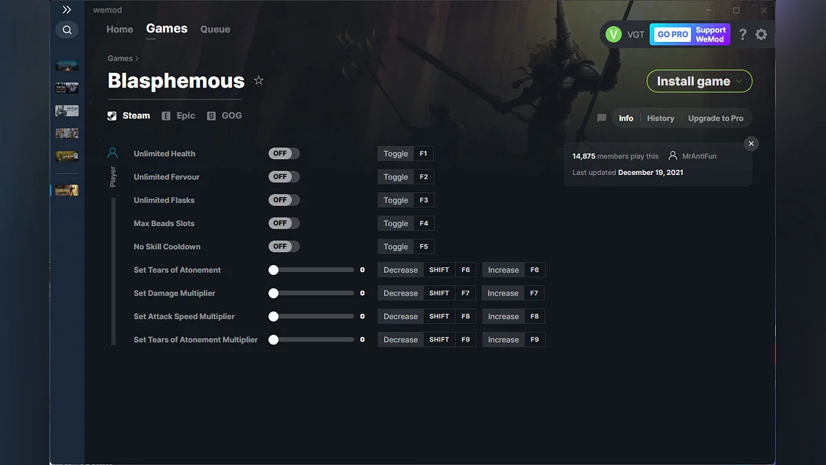 Blasphemous — Трейнер (+9) от 19.12.2021 [WeMod]