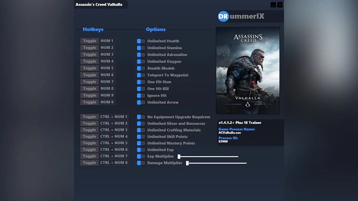 Assassin's Creed Valhalla — Трейнер (+18) [Game Version: v1.4.1.2+]