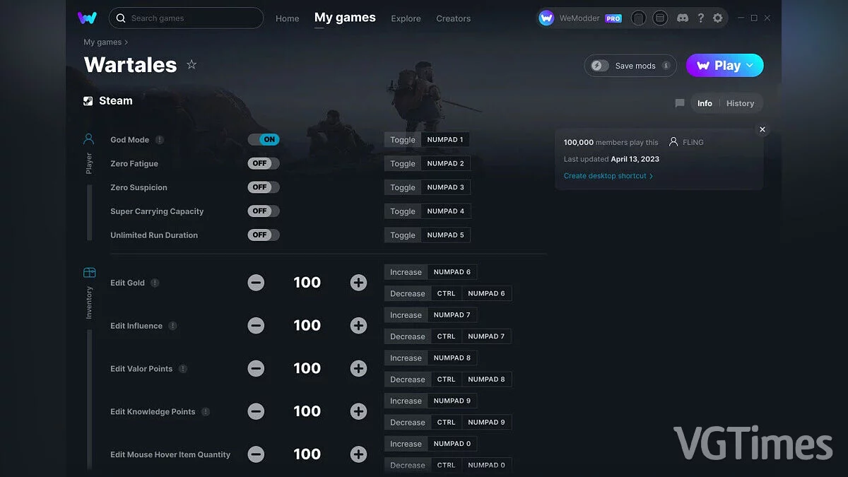 Wartales — Трейнер (+16) от 13.04.2023 [WeMod]