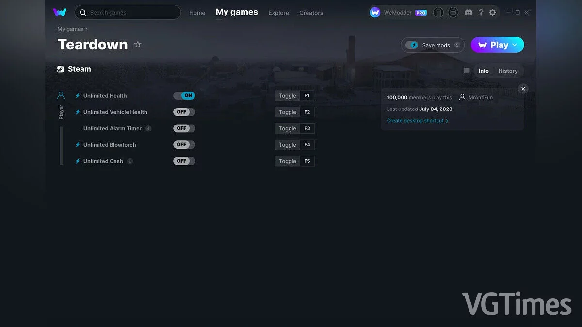 Teardown — Трейнер (+5) от 04.07.2023 [WeMod]