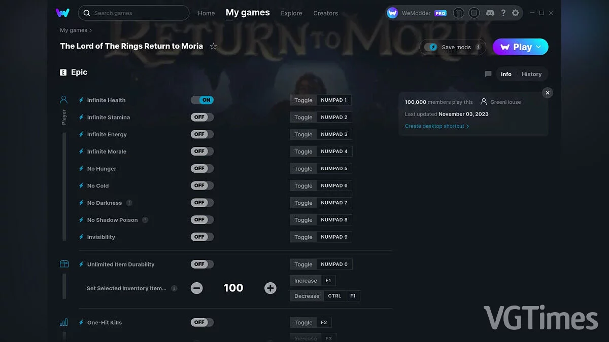 The Lord of the Rings: Return to Moria — Трейнер (+19) от 03.11.2023 [WeMod]