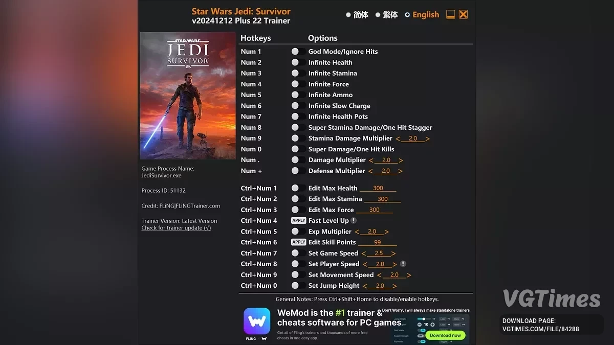Star Wars Jedi: Survivor — Трейнер (+22) [UPD: 12.12.2024]