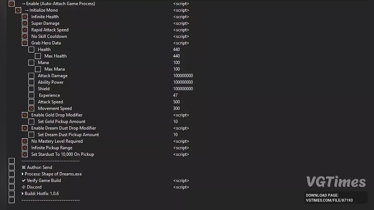 Shape of Dreams — Таблица для Cheat Engine [11.09.2025 #2]